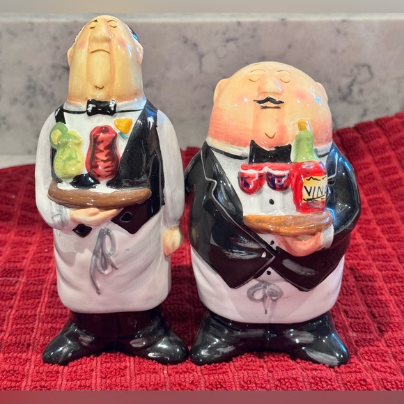 Dinner is Served Other - Never used “Dinner is Served” Butler Salt & Pepper Shakers Collectible Kitchen